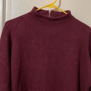 Tahari burgundy mock turtleneck sweater with back zipper, size XL.